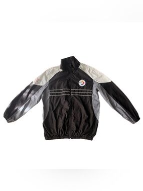 NFL Pittsburgh Steelers Black, Gray & White Windbreaker Jacket